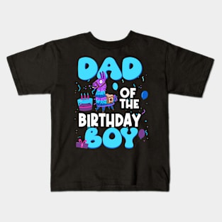 Dad Of The Birthday Boy Llama Dad And Mom Family Party Kids T-Shirt